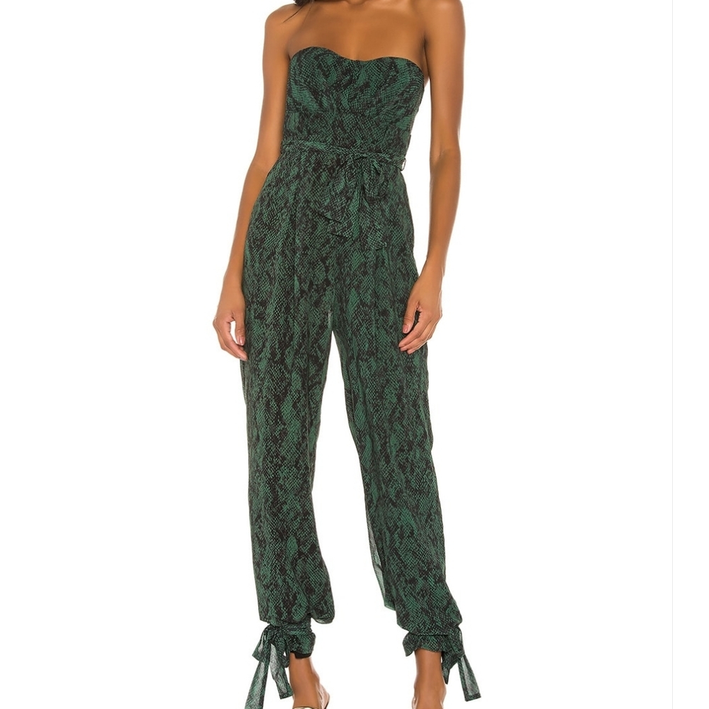 Michael Costello Green Strapless Jumpsuit